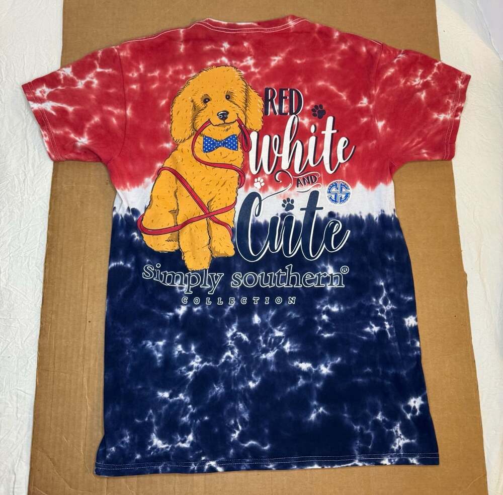 Simply Southern Red White And Cute Poodle T-Shirt Size Small